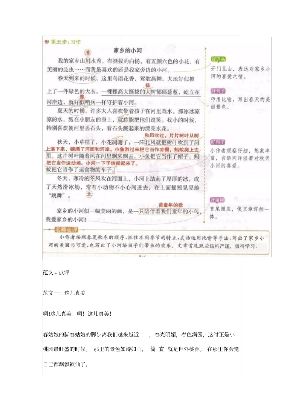 三年级语文上册第六单元习作《这儿真美》(写作指导、范文评语)_第3页