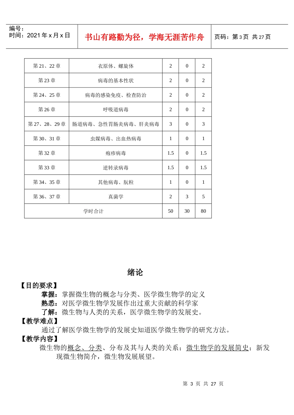 医学微生物学》教学大纲(第七版)_第3页