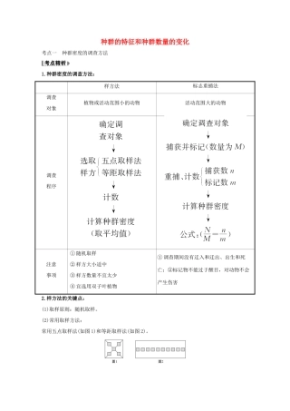 版高考生物一轮复习 第4章 种群和群落 1 种群的特征和种群数量的变化教案 新人教版必修3-新人教版高三必修3生物教案