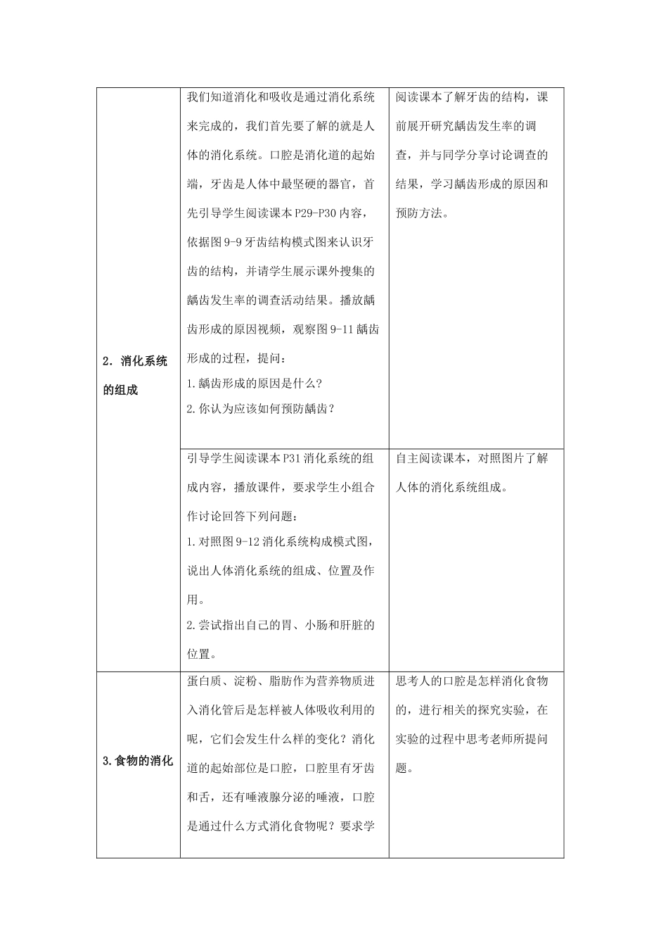七年级生物下册 第九章 第2节 人体的消化与吸收教案 （新版）苏教版_第2页