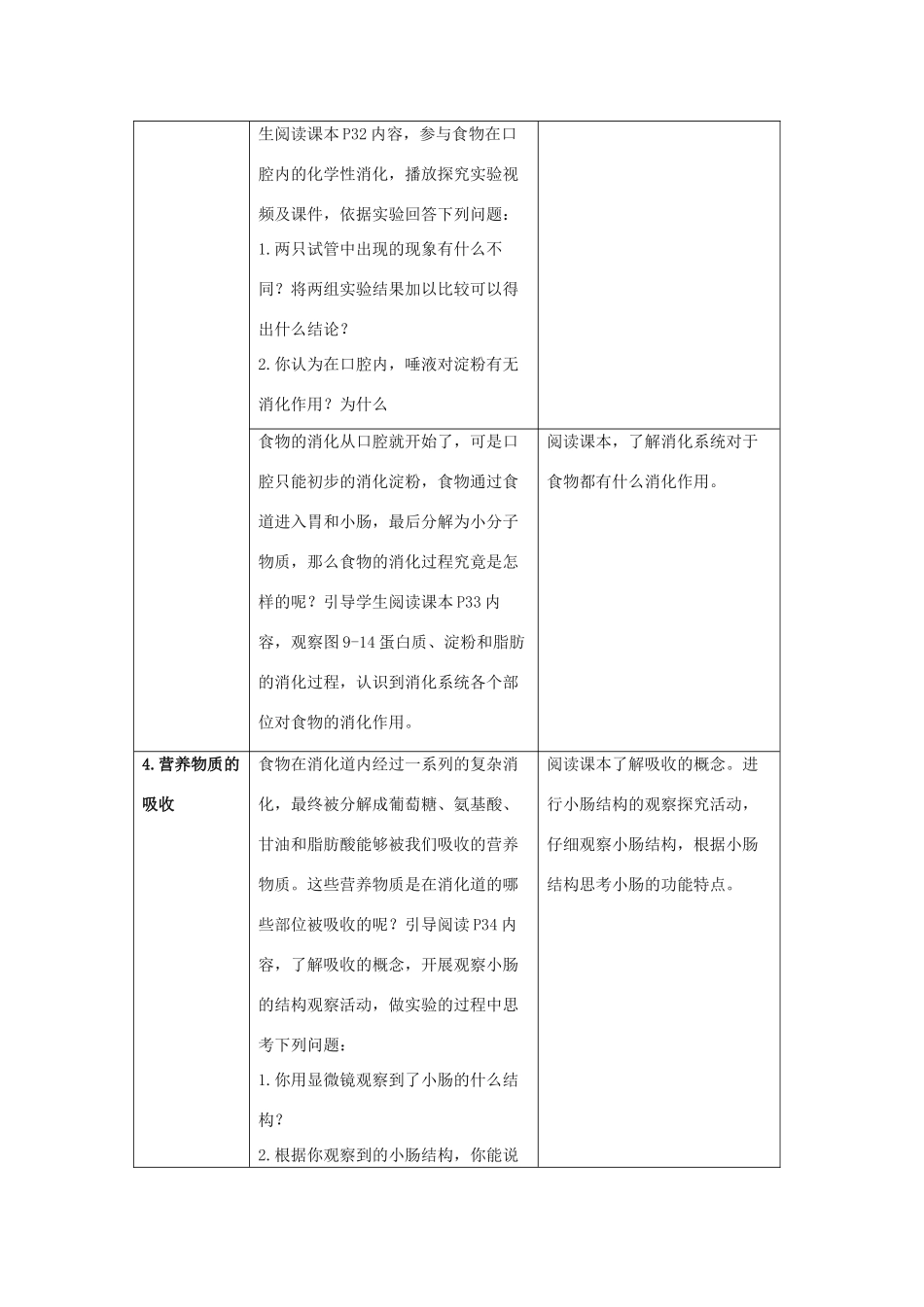 七年级生物下册 第九章 第2节 人体的消化与吸收教案 （新版）苏教版_第3页