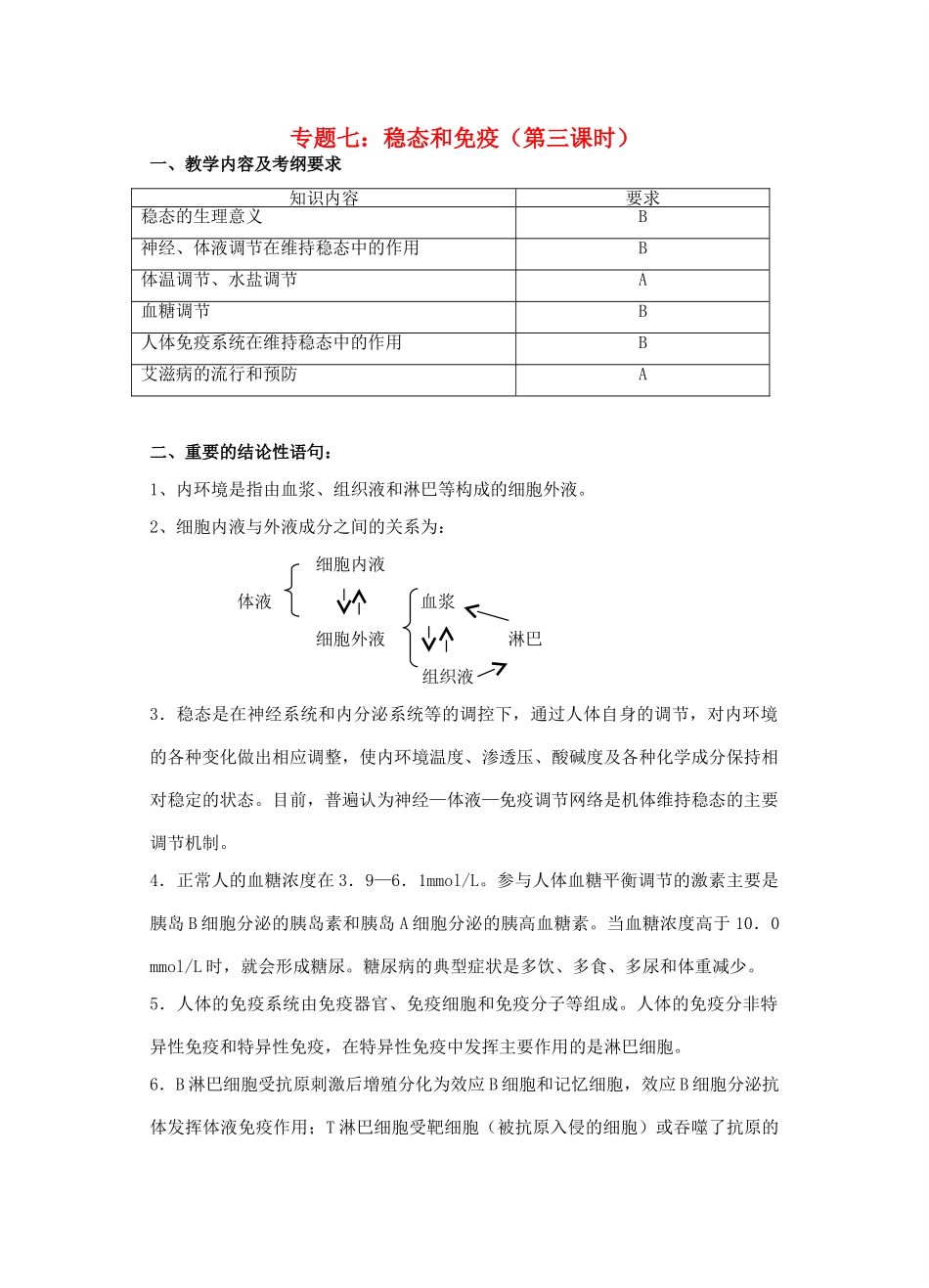 高三生物 专题七 稳态和免疫（第三课时）教案_第1页