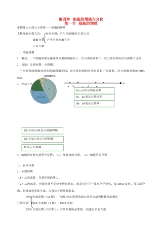 福建省建瓯二中高中生物 基础知识 第四章 细胞的增殖与分化 第一节 细胞的增殖 新人教版必修1