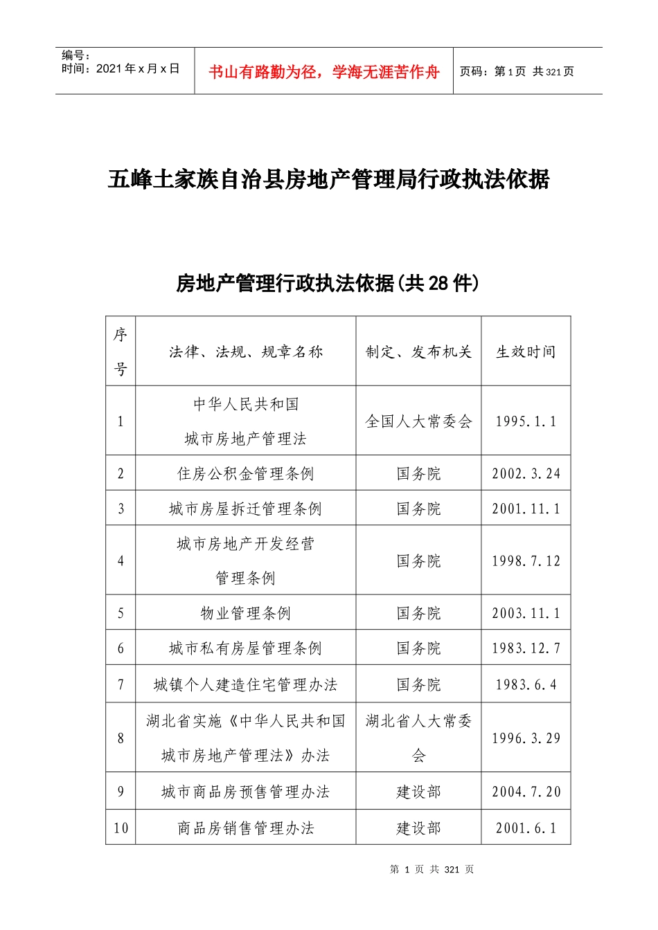 五峰土家族自治县房地产管理局行政执法依据_第1页