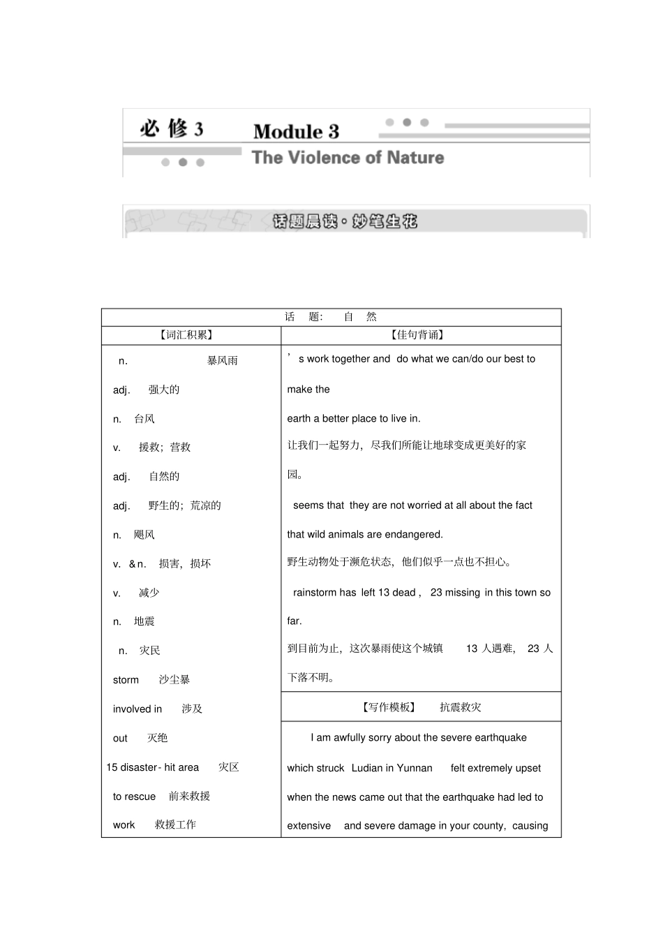 必修3module3theviolenceofnature_第1页