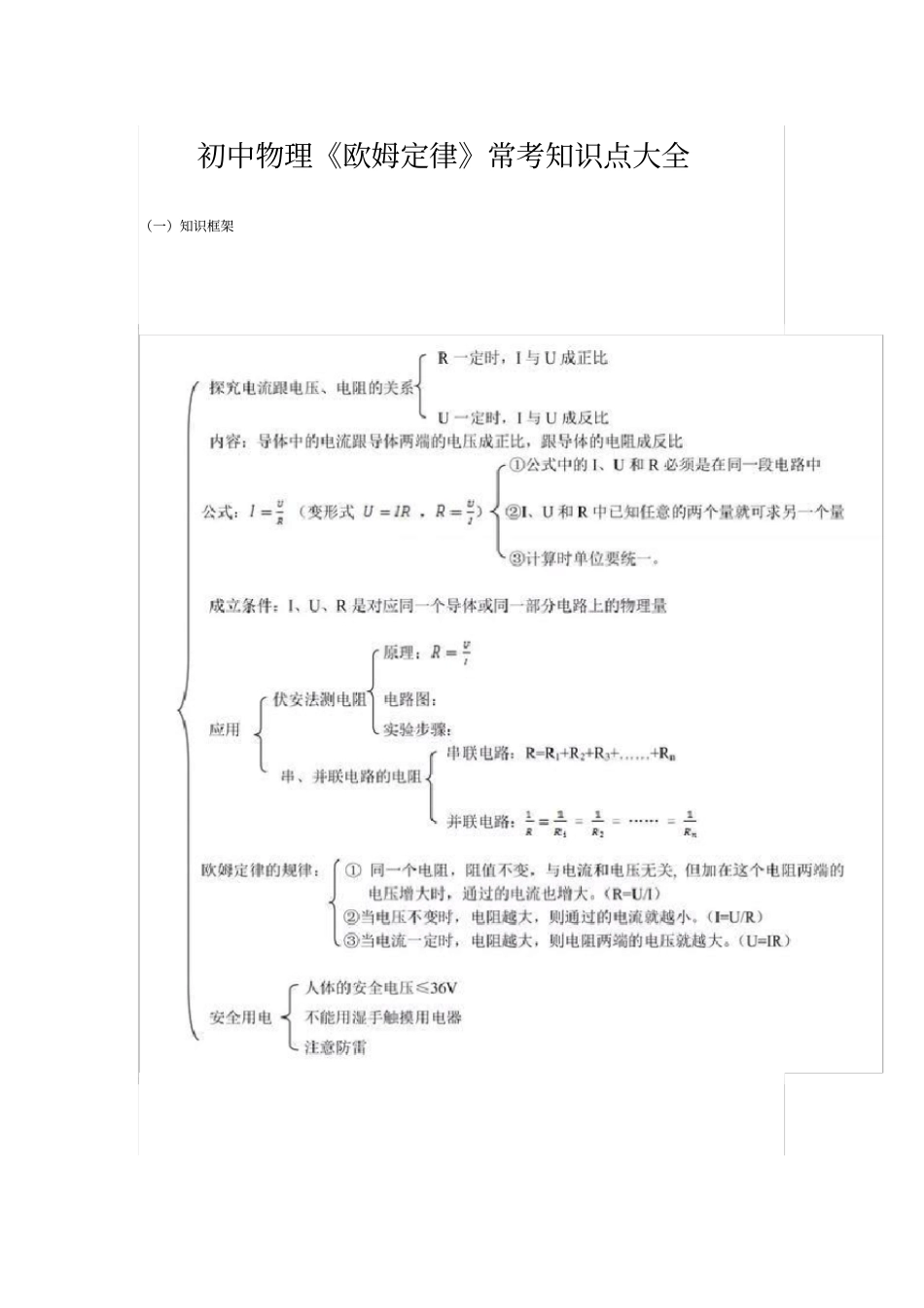 初中物理《欧姆定律》常考知识点大全_第1页
