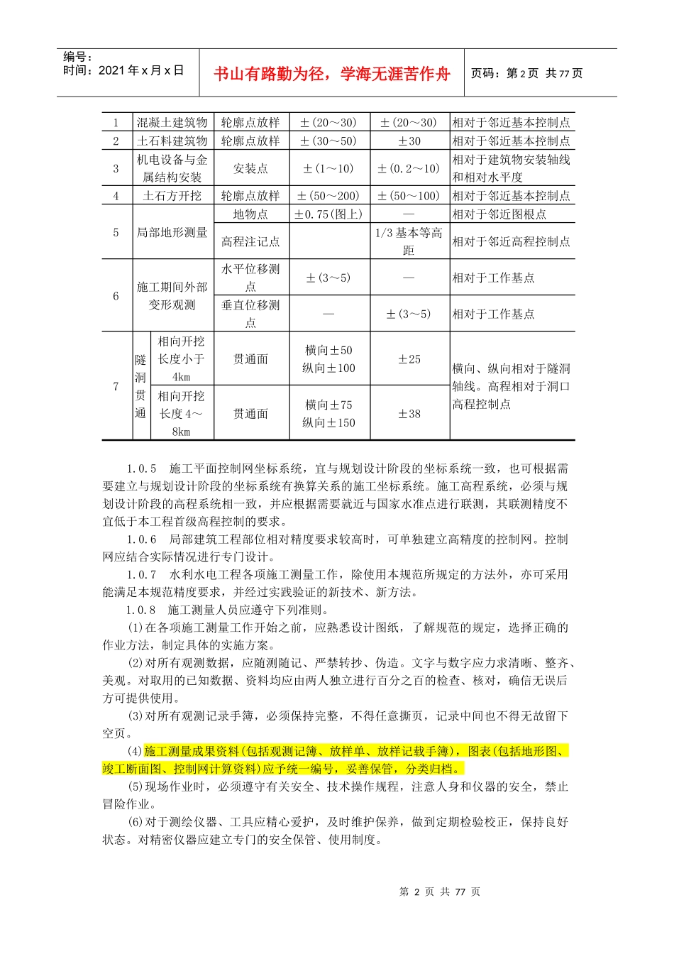 SL52-93水利水电工程施工测量规范_第2页