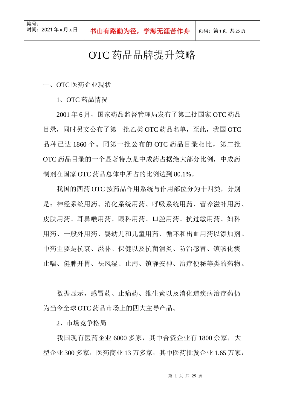 OTC药品品牌提升策略_第1页