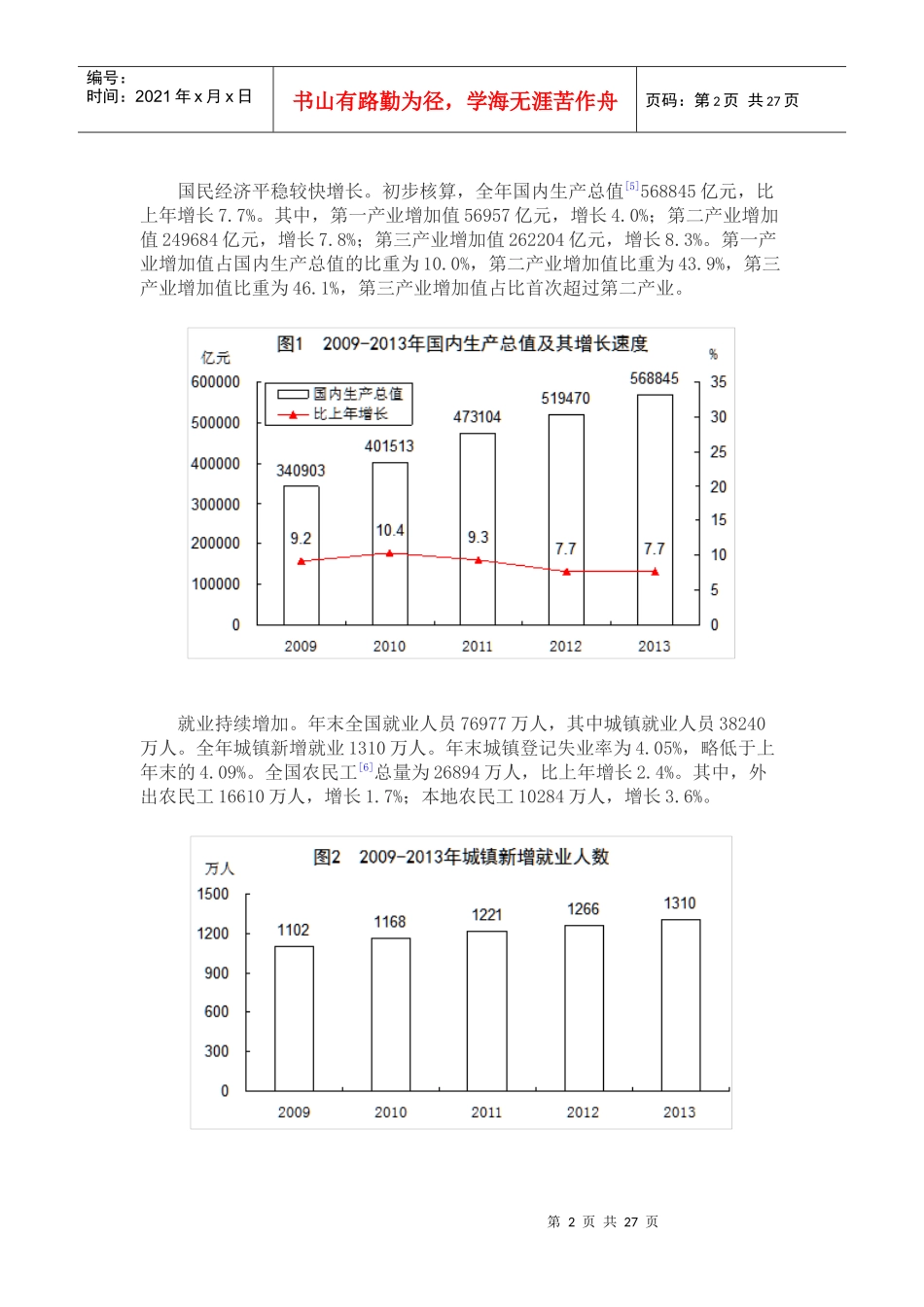 中华人民共和国XXXX年国民经济和社会发展统计公报_第2页