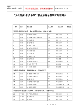 “文化河南壮美中原”联合旅游年票景区阵容列表-河南旅游年