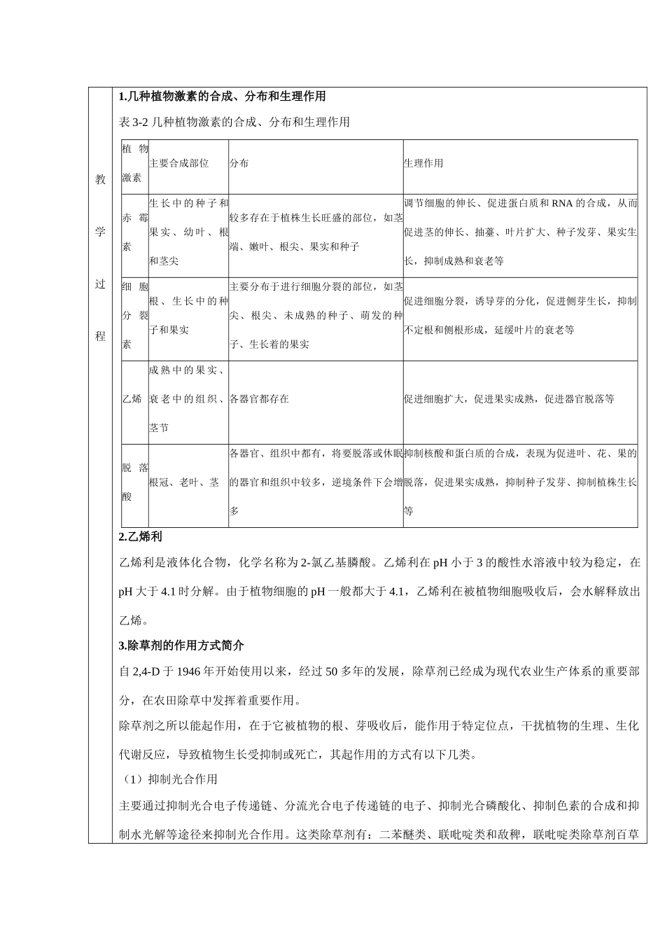 高中生物《植物体内的其它激素 》教案1 中图版必修3_第3页