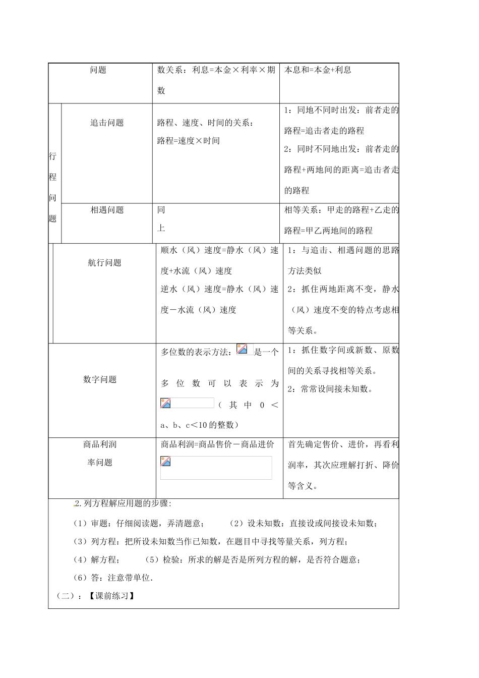 山东省龙口市兰高镇中考数学一轮复习 教学设计十（方程及方程组的应用） 鲁教版-鲁教版初中九年级全册数学教案_第2页