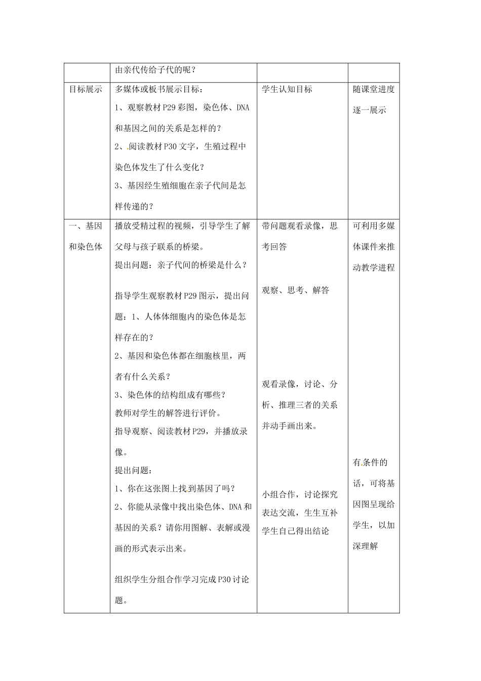 山东省临沂市费城镇初级中学八年级生物下册 2.2 基因在亲子代间的传递教案 新人教版_第2页