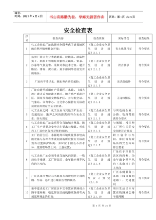 化工企业安全检查表