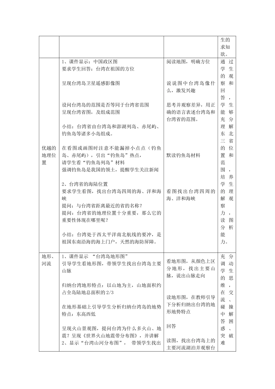 山东省滕州市滕西中学八年级地理下册 7.4 台湾省教案 （新版）商务星球版_第2页