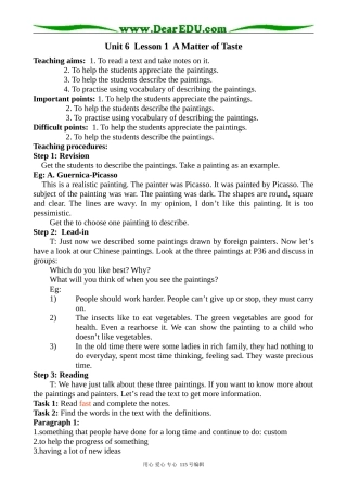 北师大版高中英语必修2Unit 6 lesson 1 A Matter of Taste 6