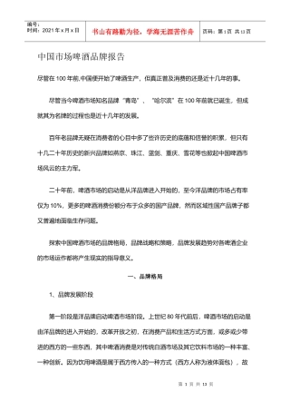中国市场啤酒品牌报告[1]
