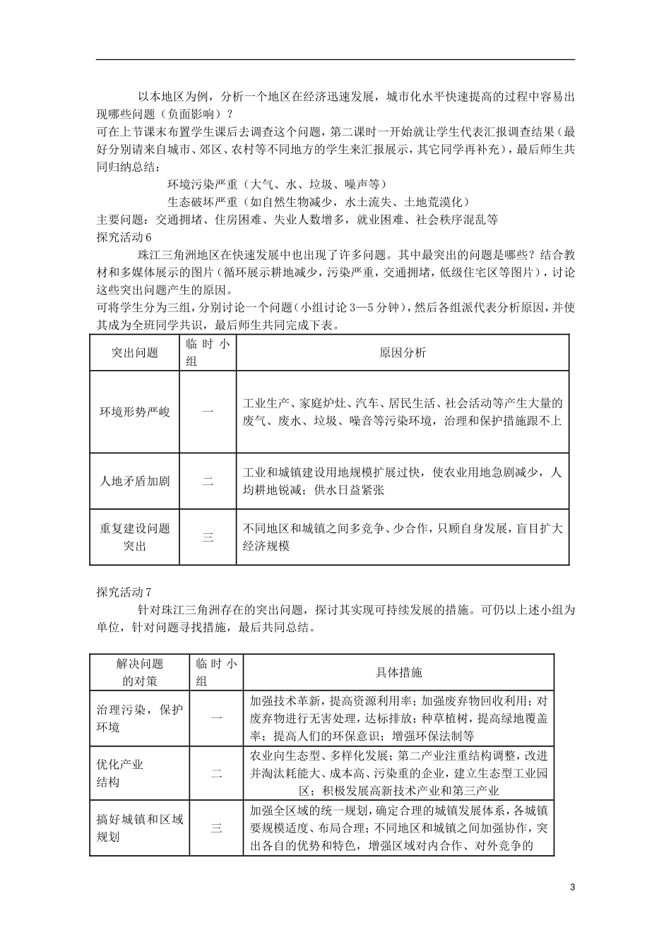 高中地理 4.3《经济发达地区的可持续发展—以珠江三角洲地区为例》教案 鲁教版必修3_第3页