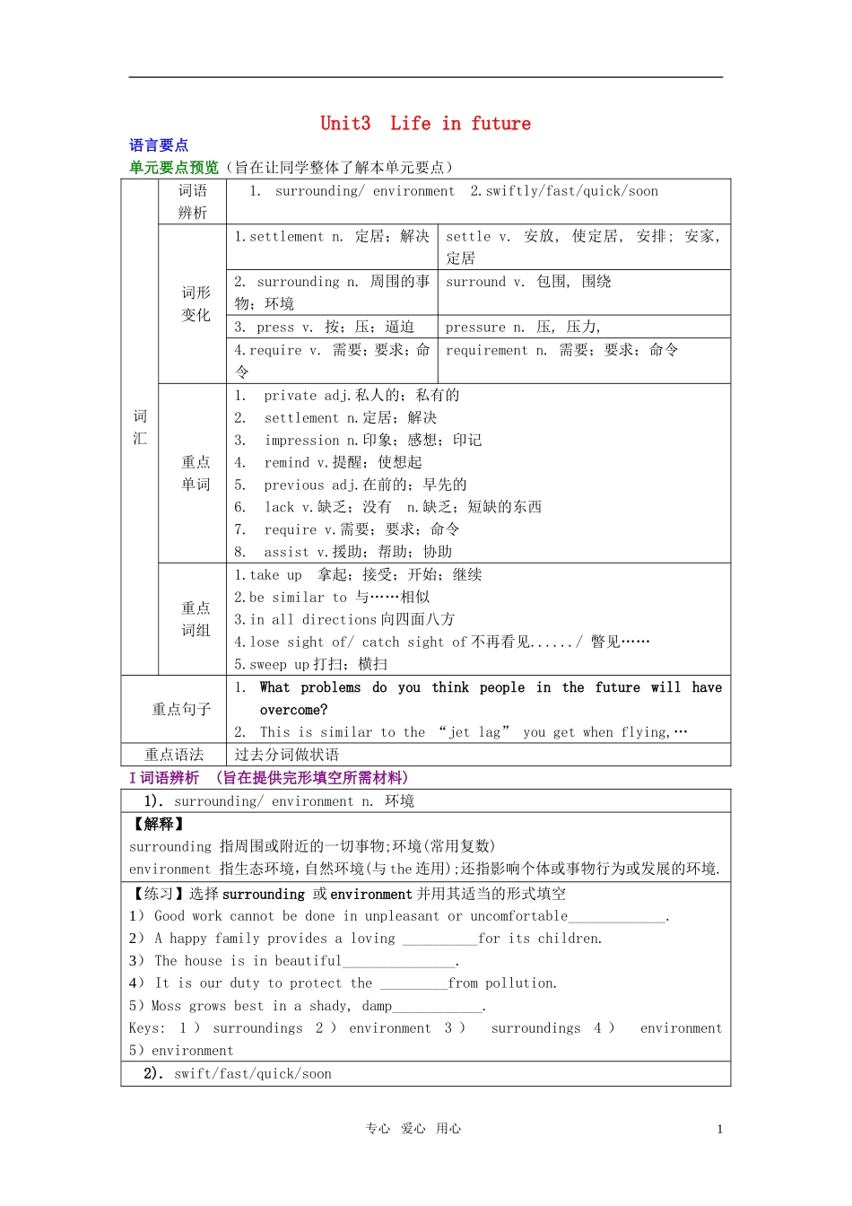 高中英语 Unit 3《Life in the Future》教案 人教版必修5_第1页