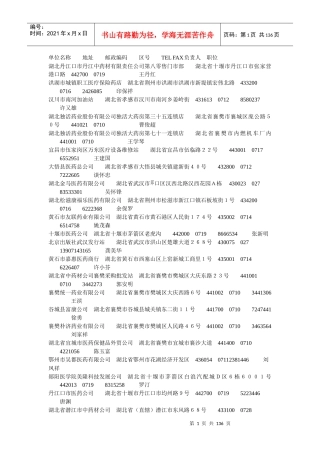 XXXX年湖北省药店名录大全