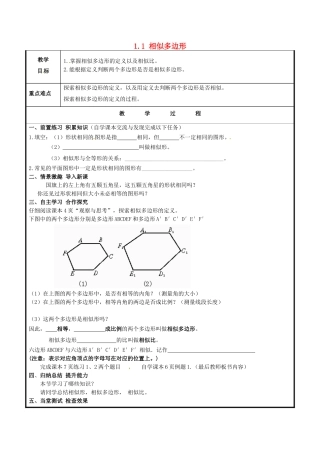 山东省聊城市高唐县九年级数学上册 1.1 相似多边形教案 （新版）青岛版-（新版）青岛版初中九年级上册数学教案