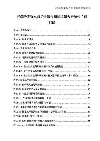 再保险业资本适足性报告相关填报表格填报手册