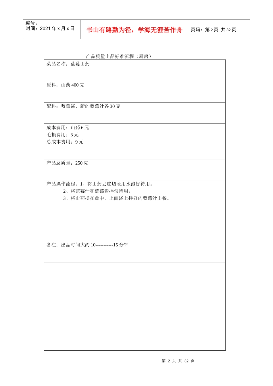 产品质量出品标准流程(厨房1)_第2页