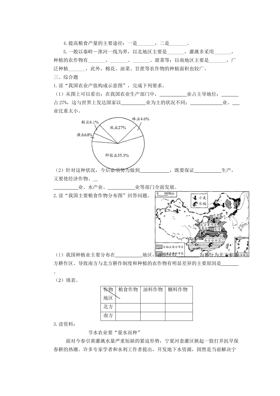 辽宁省凌海市石山初级中学八年级地理上册 4.2 农业测试题 新人教版_第2页