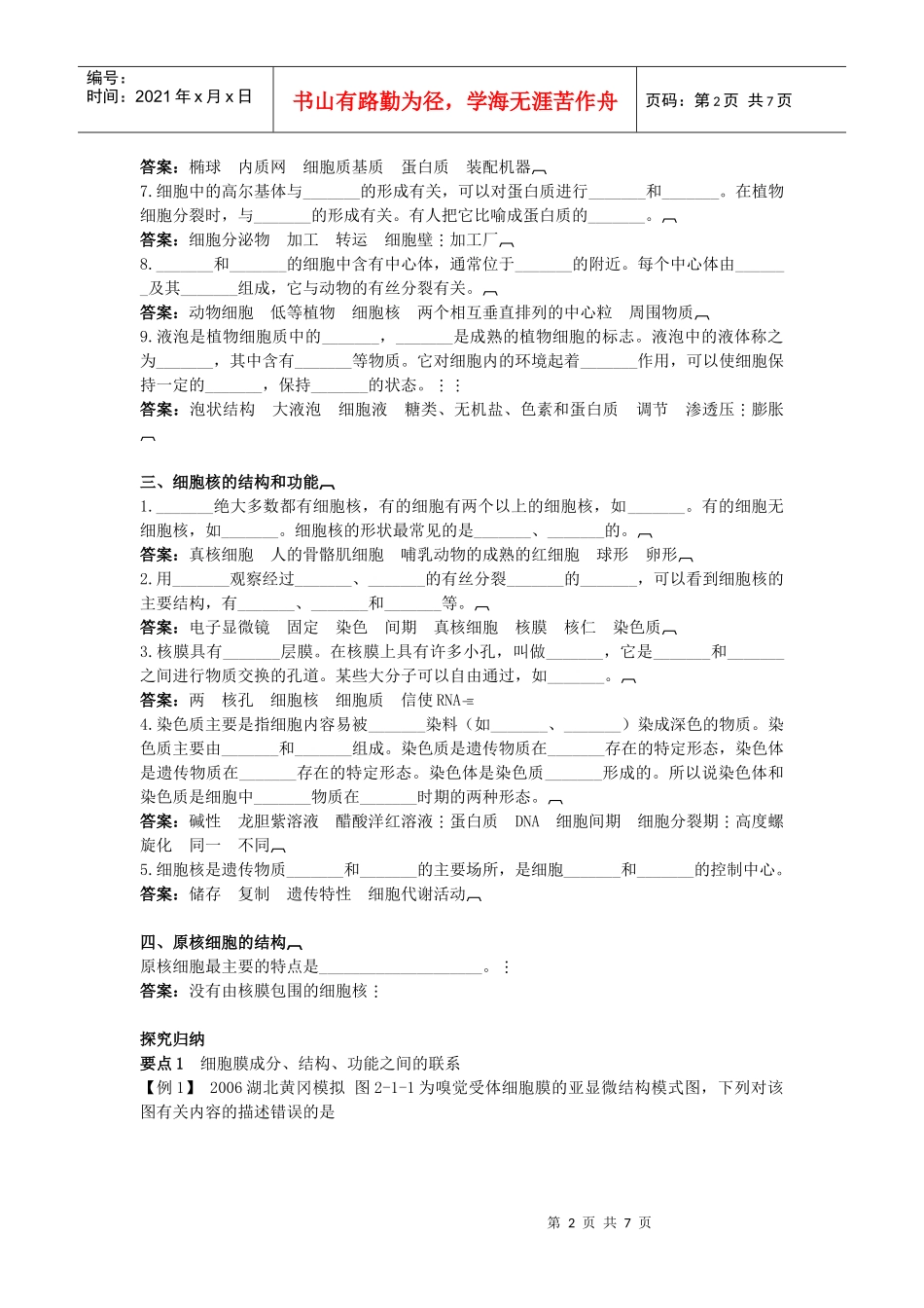 XXXX高中生物总复知识搜索与探究归纳：2—1 细胞的结构和功能_第2页