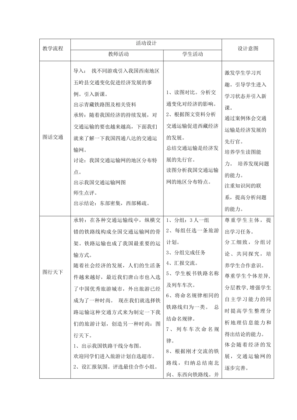 山东省宁阳县磁窑镇宁阳第六中学八年级地理上册 第四章 第三节《交通运输业》（第一课时）教学设计 （新版）湘教版_第2页