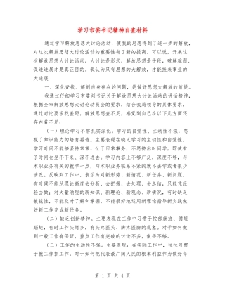 学习市委书记精神自查材料