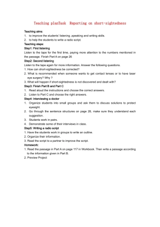 高2-7模块2单元 Task Teaching plan