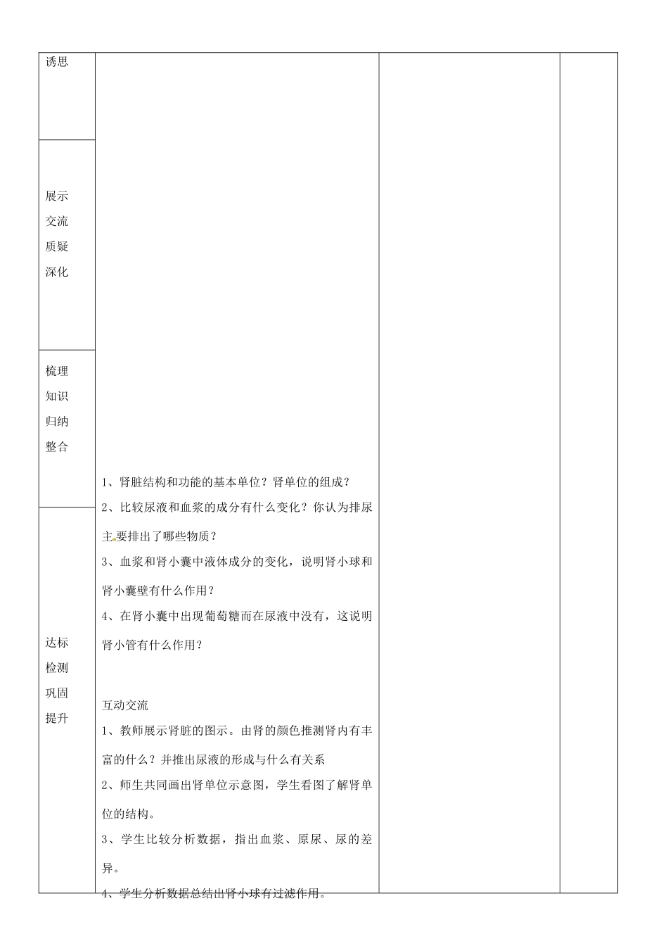 山东省临沂市蒙阴县第四中学七年级生物下册 第四单元 第五章 人体内废物的排出复习教案 （新版）新人教版_第3页