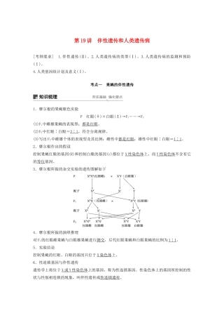 高考生物新导学大一轮复习 第六单元 遗传信息的传递规律 第19讲 伴性遗传和人类遗传病讲义（含解析）北师大版-北师大版高三全册生物教案