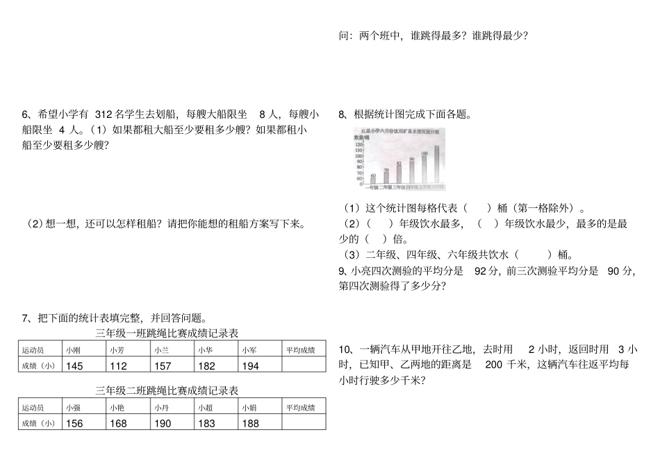 人教版数学小学三年级下精选题(填空、判断、图形、应用题)(1)_第3页