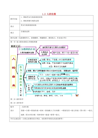 山东省龙口市诸由观镇诸由中学七年级生物下册 1.2 人的生殖复习教案 新人教版