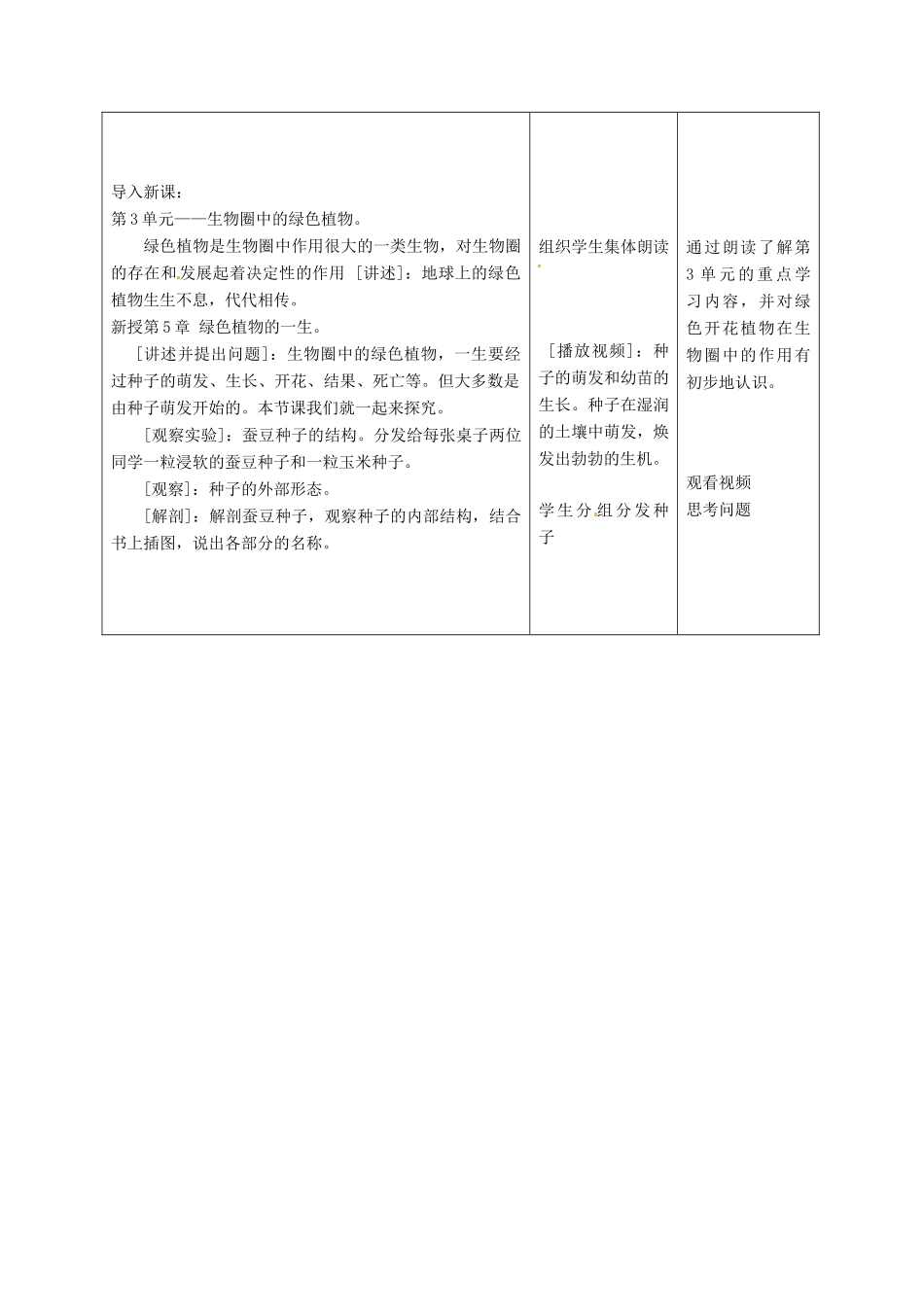 七年级生物上册 第5章 第1节 植物种子的萌发教案1 苏教版-苏教版初中七年级上册生物教案_第2页