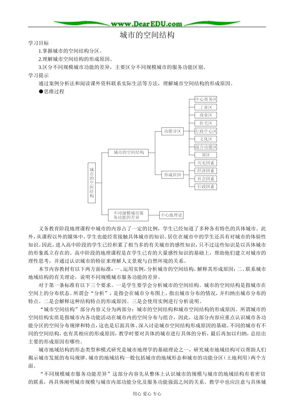 高中地理城市的空间结构教案 中图版 必修2_第1页
