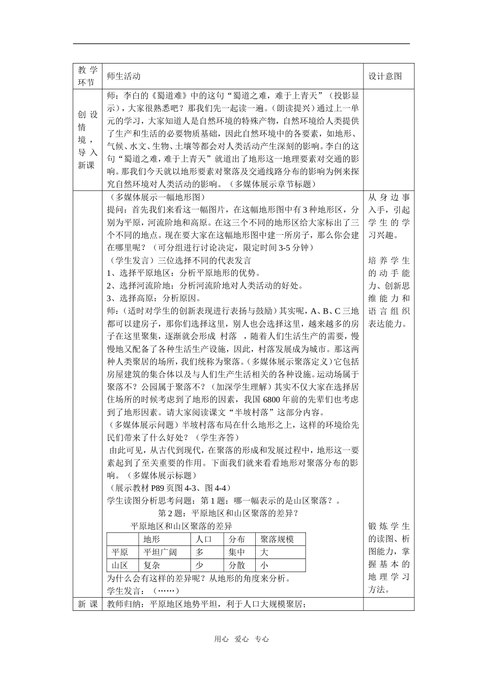 地理：4.1《地形对聚落及交通形态分布的影响》教案（湘教版必修1）_第2页