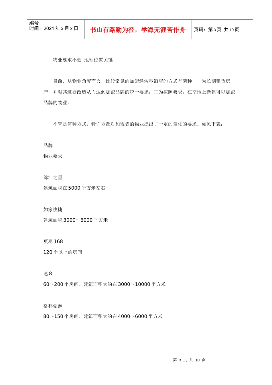 加盟经济型酒店比较_第3页