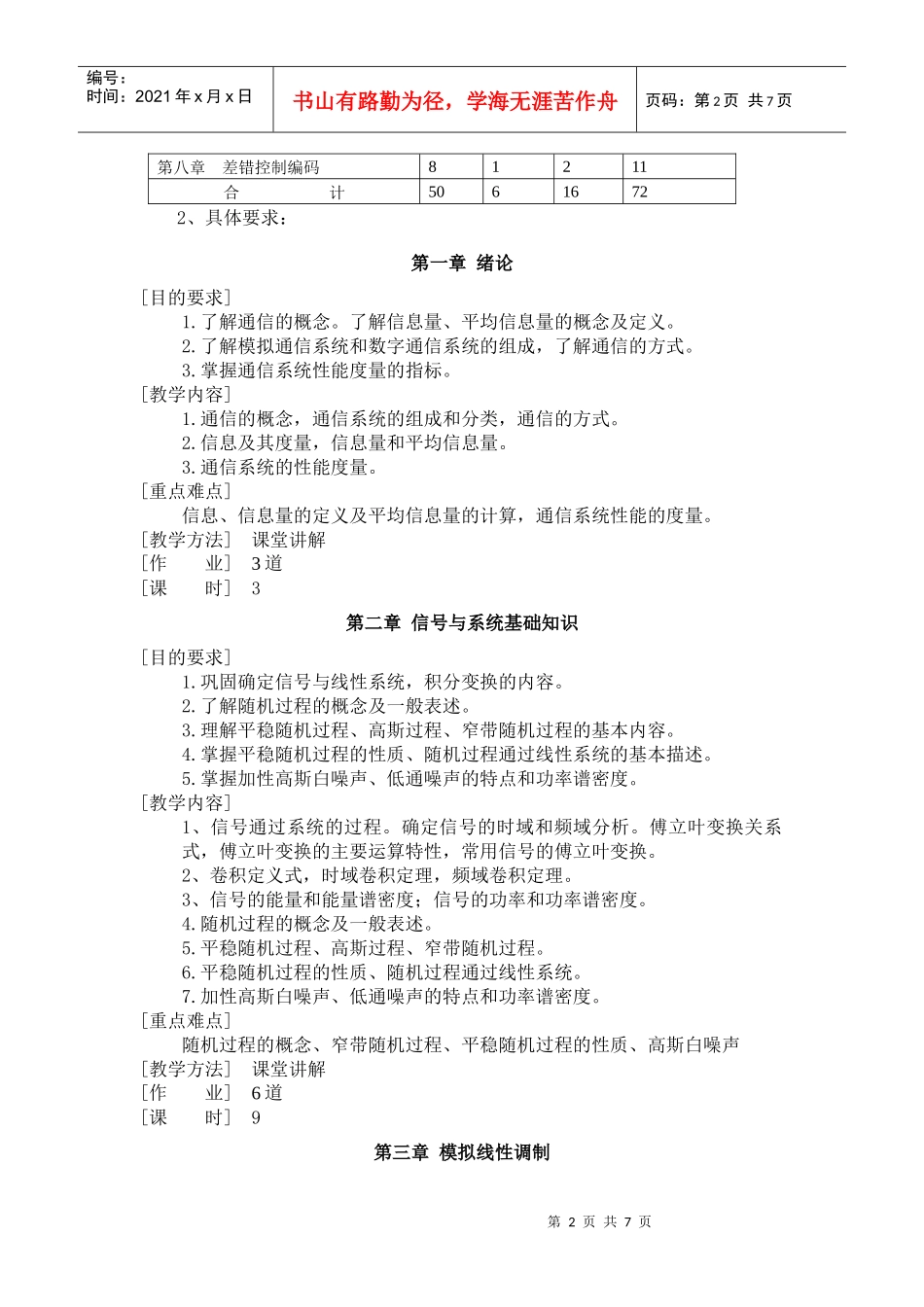 《通信原理》教学大纲_第2页