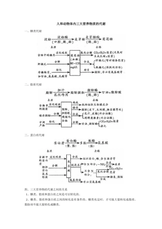 高中生物人和动物体内三大营养物质的代谢专题辅导