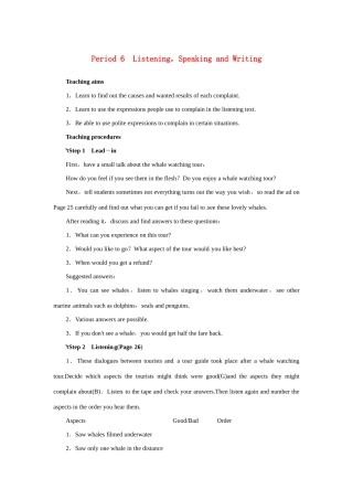 高中英语 Unit3 Under the sea Period 6优秀教案 新人教版选修7