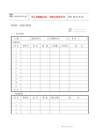 D08包装日报表