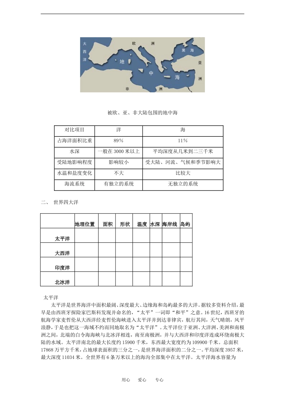 高中地理：1-1 地球上的海与洋 教案中图版选修2_第2页