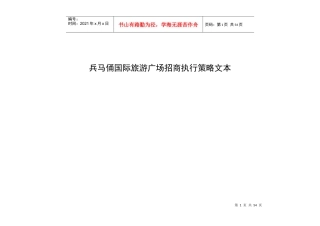 兵马俑国际旅游广场招商执行策略文本