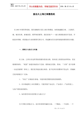 上海房地产销售危机分析