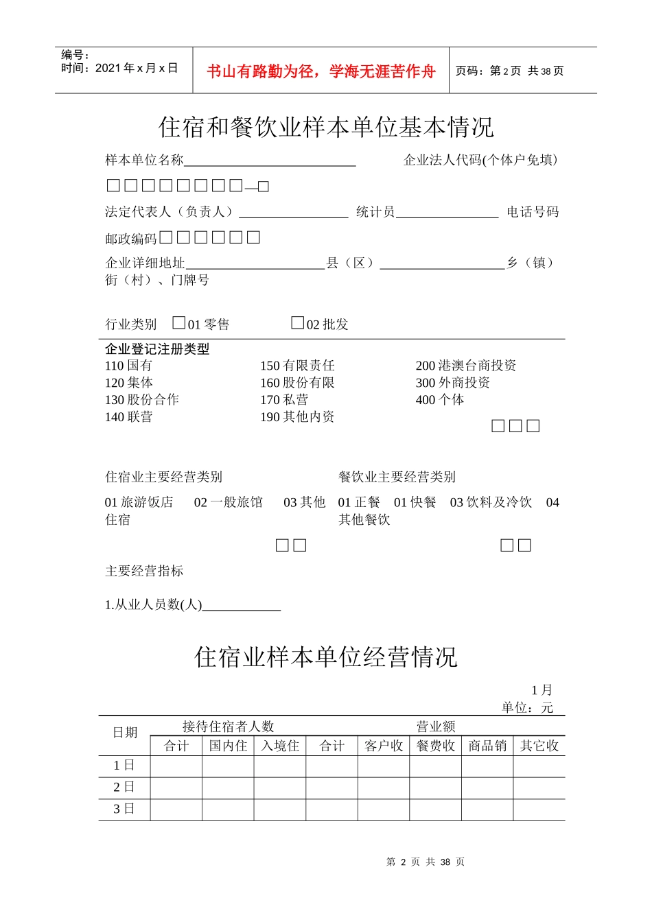 住宿和餐饮业样本单位基本情况_第2页