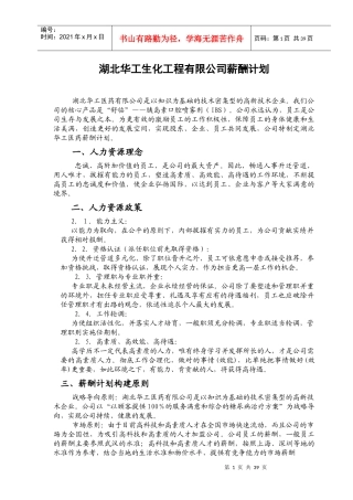 【实例】湖北华工生化工程有限公司薪酬计划-38页