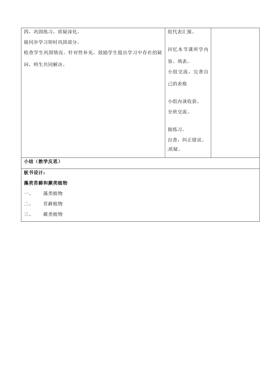 山东省郯城县第三初级中学七年级生物上册《藻类苔藓和蕨类植物》教案 新人教版_第3页